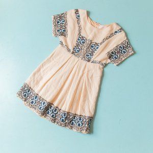 Anthropologie Korovilas Yulia Creamy Thick Knit Embroidered Mini Dress Sz 2P